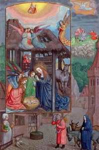 Codex Ser nov 2844 Kristi fødsel, fra Rothschild Bønnebok (vellum) av Flemish School