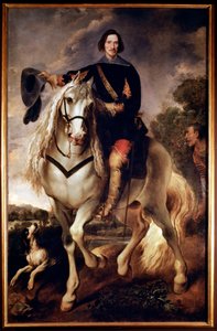 Rideportrett av en kaptein med sin mauriske side (olje på lerret, ca. 1635) av Flemish School