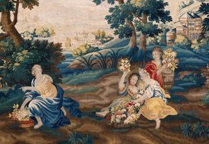 flamsk billedvev. Slutten av 1600-tallet. Eiendommen til kirken Sint-Walburgakerk Oudenaarde (Dekenij van de Sint-Walburga). av Flemish School