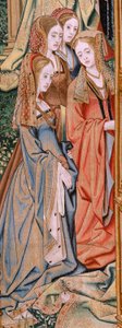 flamsk billedvev. Serien Davids og Batsebas historie. Ekteskap mellom David og Batseba (Casamiento de David y Betsabé). Andre panel i serien. Anonym modell. Ukjent produksjon, Brussel. 1505. Stoff Gull, silke og ull. av Flemish School
