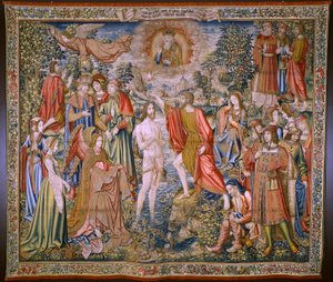 flamsk billedvev. Serien The History of Saint John the Baptist: The Baptism of Christ (Het doopsel van Christus). Brussel atelier. 1515-1520. av Flemish School