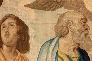 flamsk billedvev. Serien Nattverdens triumf. De fire evangelistene (Los cuatro evangelistas). Elvte billedvev i serien. Modell Peter Paul Rubens. 1626-1628. Produksjon Jan II Raes, Hans Vervoert, Jacques Fobert, Brussel av Flemish School