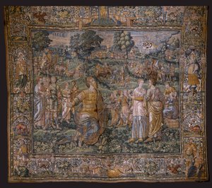 flamsk billedvev. Serie: Abrahams historie. Abrahams kall (The Vocation of Abraham). Omtrent 1575-1 av Flemish School