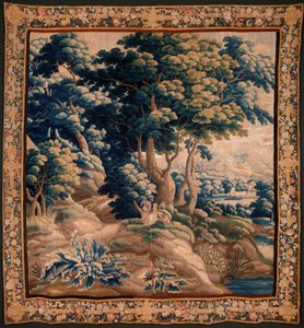 flamsk billedvev. Så kalt Verdure. Atelier i Oudenaarde. 332x318 cm. Inv 00021. 1600-tallet. av Flemish School