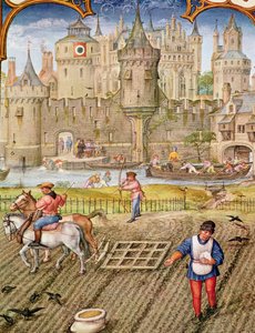 Fol.10v Oktober måned: Såing, fra Breviarium Grimani, c.1515 av Flemish School