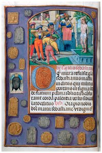 MS 4, vol. 127, f.112v, Martyrdom of St Sebastian med trompe l