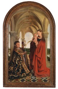Madonna med Petrus Wijts (olje på panel) av Flemish School