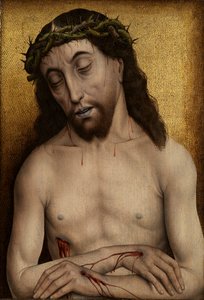 Man of Sorrows (olje på panel) av Flemish School