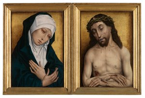 Mater Dolorose og Man of Sorrows (olje på panel) av Flemish School