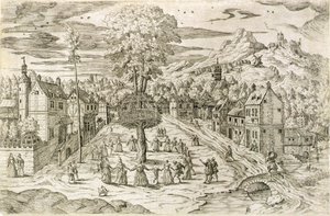 1. mai-seremoni (radering) av Flemish School