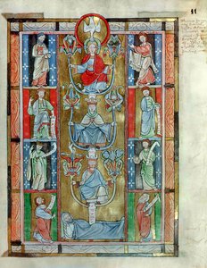 Ms 340 fol.11r The Tree of Jesse, fra De Laudibus Sancte Crucis av Rabanaus Maurus (ca. 780-856) fra Anchin Abbey av Flemish School