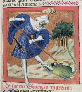 Ms Gen IIII f.81r St George and the Dragon, fra The Golden Legend av Jacobus de Voragine (ca. 1228-98) av Flemish School
