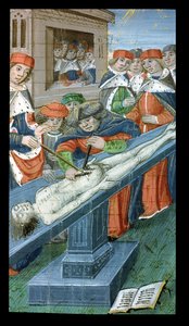 Ms Hunter 9 10r Dissection, fra De Medina Fen I. II, av Avicenna (980-1037) av Flemish School