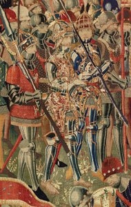 Parish museum for billedvev (Pastrana Parish Museum of Tapestries). flamsk billedvev. Landingen ved Arzila (Landingen ved Arzila, Desembarco og Arzila). Series Conquests of King Alfonso I of Portugal (Conquests of King Alfonso V of Portugal). Turnering. Ul av Flemish School