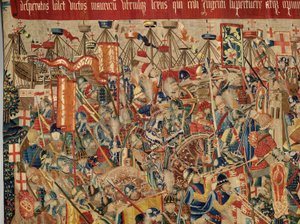 Parish museum for gobeliner (Parish Museum of Pastrana Tapestries). flamsk billedvev. Ta av Asilah (Take of Asilah, Assault on Asilah, De inname van Arzila). Seriens erobringer av kong Alfonso I av Portugal. Tournai. av Flemish School