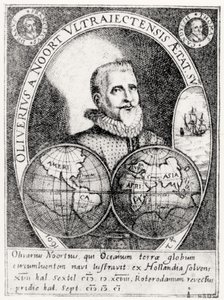 Portrett av Oliver Noort (1558-1627) i en alder av 42 av Flemish School