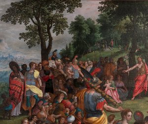 Johannes forkynnelse i ørkenen av Flemish School