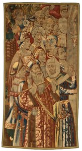 Tapestry, A Jewish Gathering, laget i Flandern, Belgia, muligens midten av 1400-tallet (ull) av Flemish School