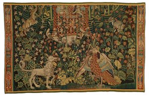 Tapet, Park au Cerfs-fragment, laget ca. 1500-25 (ull) av Flemish School