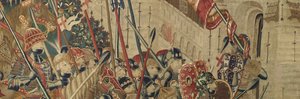 Tapet som viser erobringene av kong Alfonso V av Portugal (Conquistas de Alfonso V de Portugal), Tournai. Detalj. (Ull og silke) av Flemish School