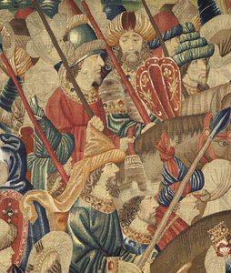 Tapet som viser erobringene av kong Alfonso V av Portugal (Conquistas de Alfonso V de Portugal), Tournai. Detalj. (Ull og silke) av Flemish School
