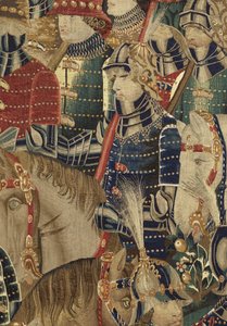 Tapet som viser erobringene av kong Alfonso V av Portugal (Conquistas de Alfonso V de Portugal), Tournai. Detalj. (Ull og silke) av Flemish School