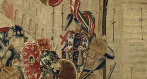 Tapet som viser erobringene av kong Alfonso V av Portugal (Conquistas de Alfonso V de Portugal), Tournai. Detalj. (Ull og silke) av Flemish School