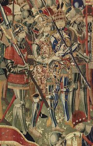 Tapet som viser erobringene av kong Alfonso V av Portugal (Conquistas de Alfonso V de Portugal), Tournai. Detalj. (Ull og silke) av Flemish School