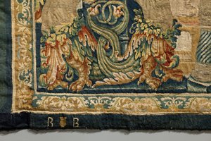 Tapet som viser erobringene av kong Alfonso V av Portugal (Conquistas de Alfonso V de Portugal), Tournai. Detalj. (Ull og silke) av Flemish School