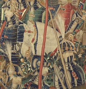 Tapet som viser erobringene av kong Alfonso V av Portugal (Conquistas de Alfonso V de Portugal), Tournai. Detalj. (Ull og silke) av Flemish School