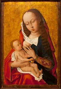 Jomfruen og barnet - Maleri av en flamsk mester, olje på tre, ca. 1475-1500 (Jomfru og barn, av en ukjent nederlandsk mester, olje på panel, ca. 1475-1500) - Museum of Ancient Arts of Lisboa (Portugal) av Flemish School