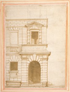 Fasaden til Giulio Romanos hus i Roma (penn og blekk på papir) av Flemish School