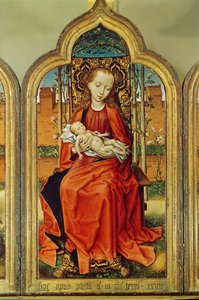 Triptych of Jean de Witte, sentralpanel: Virgin and Child, 1473 (olje på eikepanel) av Flemish School