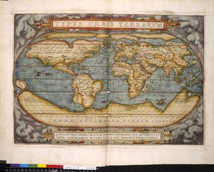 Verdenskart, Theatrum Orbis Terrarum, av Abraham Ortelius av Flemish School