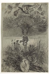 Endelig tegning for frontispisen Les Epaves av Charles Baudelaire av Félicien Rops