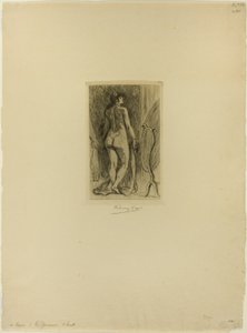 Stående kvinne med pels av Félicien Rops