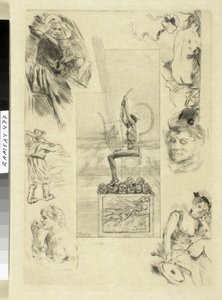 Den store lyren. Tittelsiden for 1887-utgaven av Mallarmés verker. av Félicien Rops