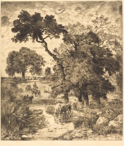 Kveld av Félix Bracquemond after Théodore Rousseau