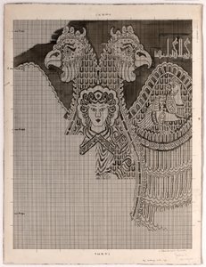 Skjematiske tegninger av Buyid Silk (1962.264) av Félix Guichert