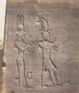 Dendera Tentyris, Temple of Athor - Bakre ansikt - Cleopatra og ..., 1851-52, trykt 1853-54. av Félix Teynard