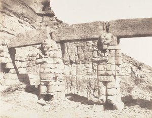 Djerf-Hocein Tutzis, Hemi-Spéos, Colossi of the Ytre Party, 1851-52, trykt 1853-54. av Félix Teynard