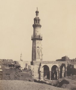 Djirdjeh, moske i ruiner på kanten av Nilen, 1851-52, trykt 1853-54. av Félix Teynard