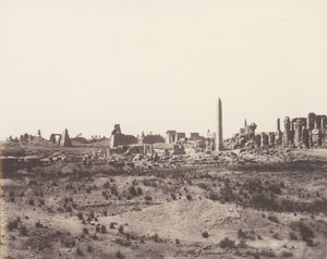 Karnak Theben, generell utsikt over ruinene tatt fra nordøst, i V, 1851-52, trykt 1853-54. av Félix Teynard
