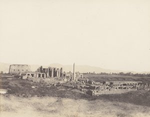 Karnak Theben, generell utsikt over ruinene tatt fra sørøst, i T, 1851-52, trykt 1853-54. av Félix Teynard
