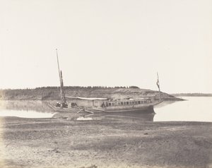 Louksor, Petit Bras du Nile - Voyageurs Barque, 1851-52, trykt 1853-54. av Félix Teynard