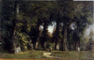 Skogkant (foran), animert landskap (bak), mellom 1850 og 1860 (olje på tre) av Félix Ziem