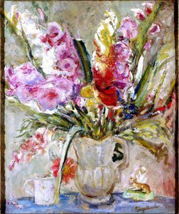 Gladioli (olje på lerret) av Florence Engelbach