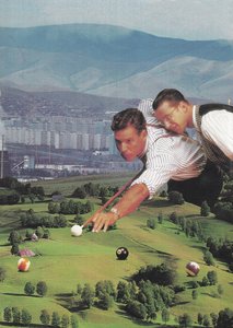 Biljard med gode venner, 2020 (collage) av Florent Bodart