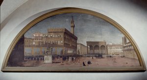 Lunett med utsikt over Piazza della Signoria, Firenze