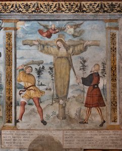 Detalj av korsfestelsen av St. Julia, fresker på historiene om S. Giulia og Kristus av Floriano (and workshop) Ferramola